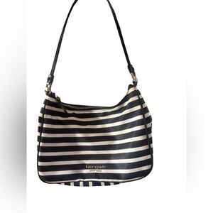 Kate Spade-The Little Better Sam Stripe Small Shoulder Bag- Black&Clotted Cream